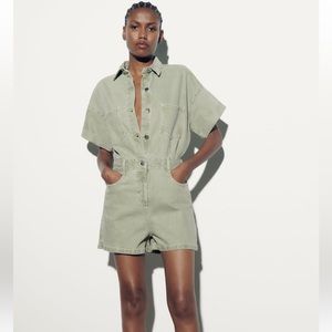 Zara short denim jumpsuit